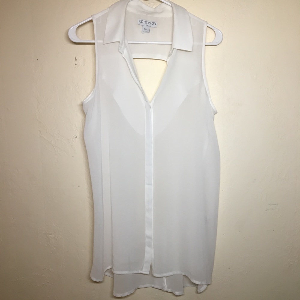 COTTON ON sheer cutout sleeveless blouse